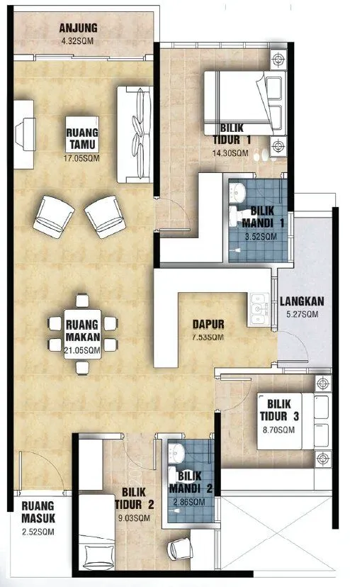 Typical floor plan, Astana Lumayan Condominium